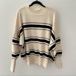 Bohme Cream Striped Oversized Drop Shoulder Sweater L